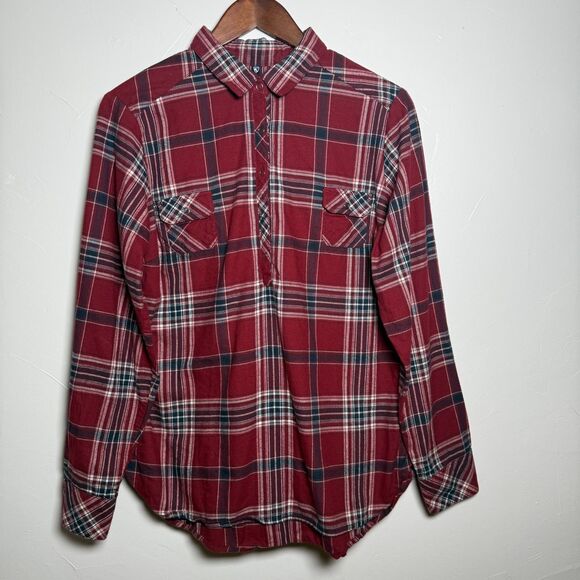Kuhl Women's Red Maroon Plaid Shirt Popover Women's Size Medium Style# 8219 - Picture 1 of 16